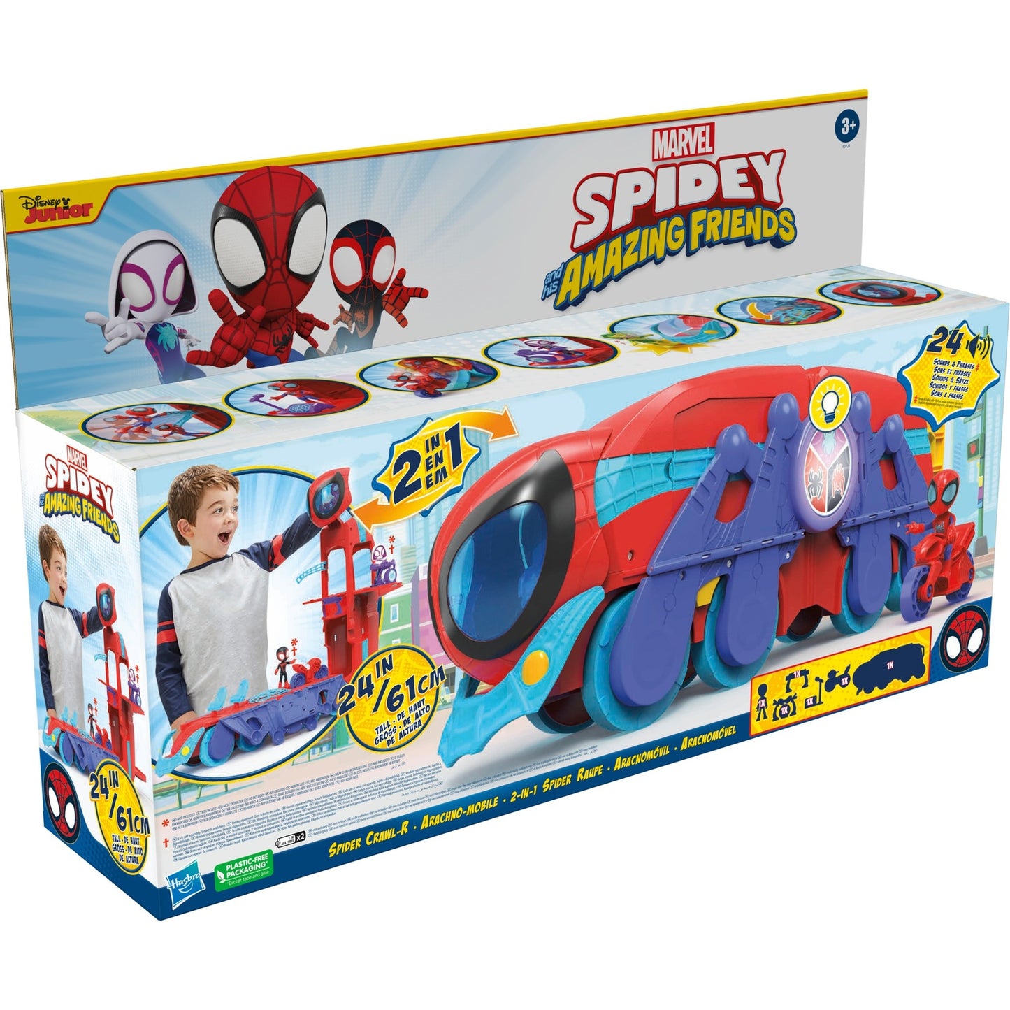 Hasbro Marvel Spidey and His Amazing Friends 2-in-1 Spider Raupe, Spielfahrzeug