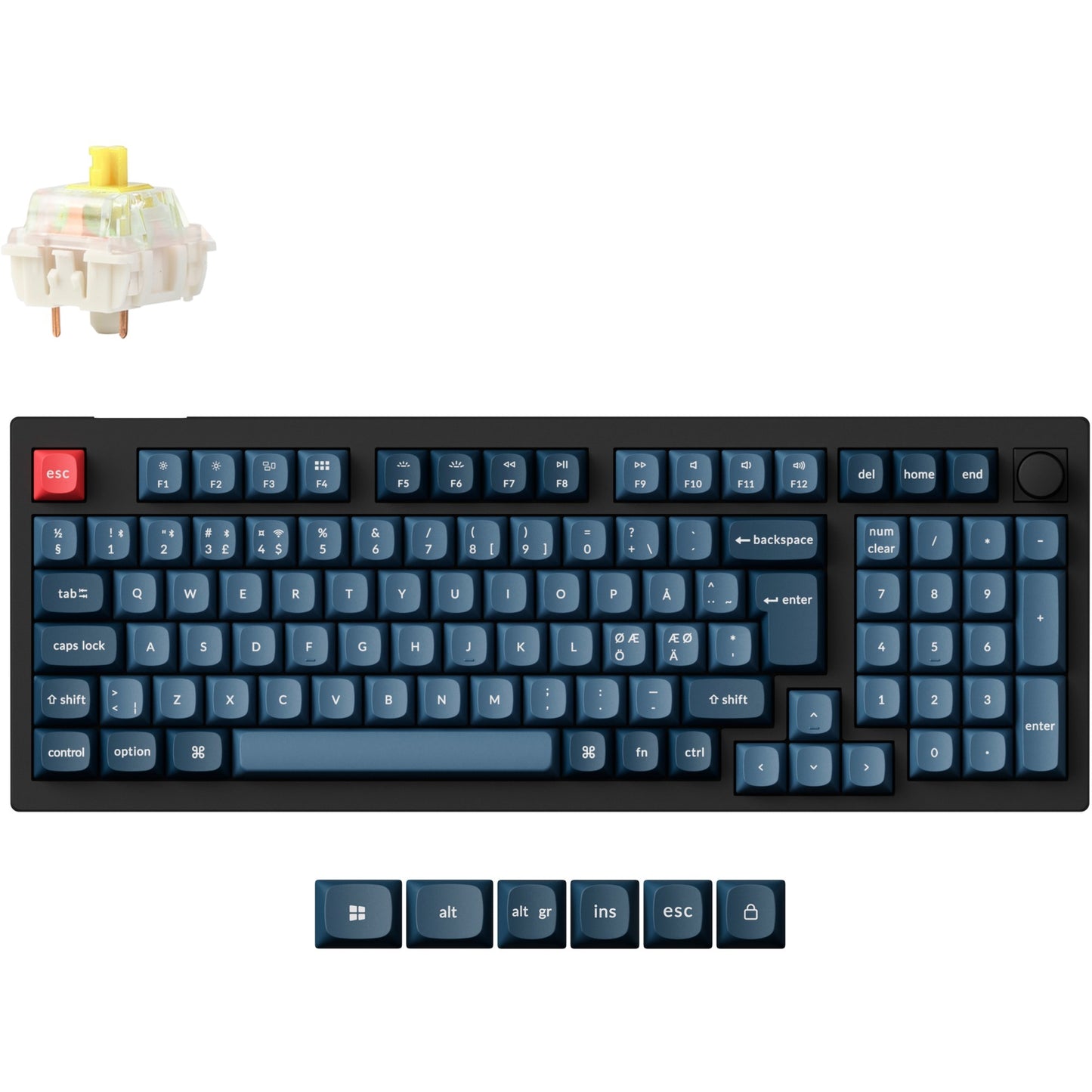 Keychron V5 Max (schwarz/blaugrau, DE-Layout, Gateron Jupiter Banana, Hot-Swap, RGB)