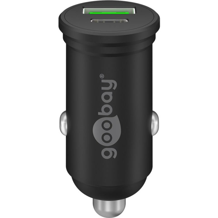 Goobay Dual-USB Auto-Schnellladegerät 45 Watt (schwarz, 1x USB-C, 1x USB-A, Power Delivery, 12 / 24 Volt)