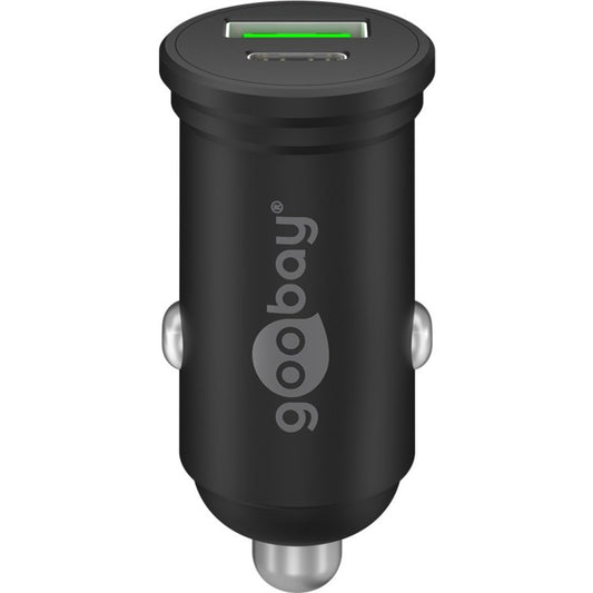 Goobay Dual-USB Auto-Schnellladegerät 45 Watt (schwarz, 1x USB-C, 1x USB-A, Power Delivery, 12 / 24 Volt)