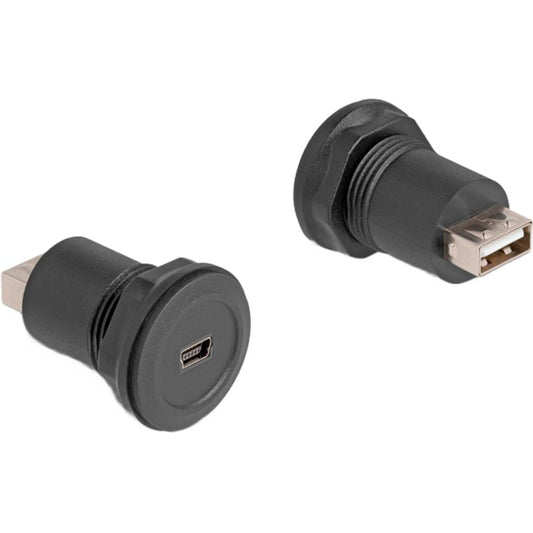 DeLOCK Einbaubuchse Mini-USB-B 2.0 > USB-A 2.0 (schwarz)