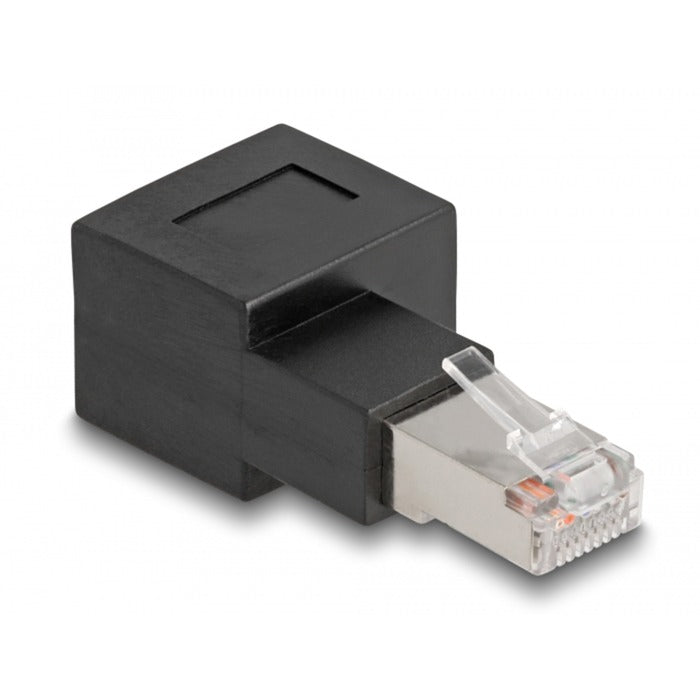 DeLOCK Adapter RJ-45 Stecker > RJ-45 Buchse, Cat.6a (schwarz, 90° nach rechts gewinkelt)