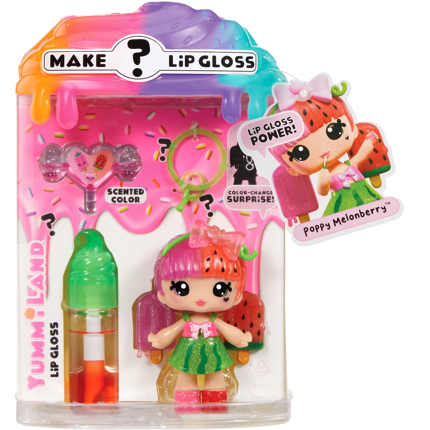 Yummiland Lip Gloss Doll: Mystery Color Change - Poppy Melonberry, Puppe