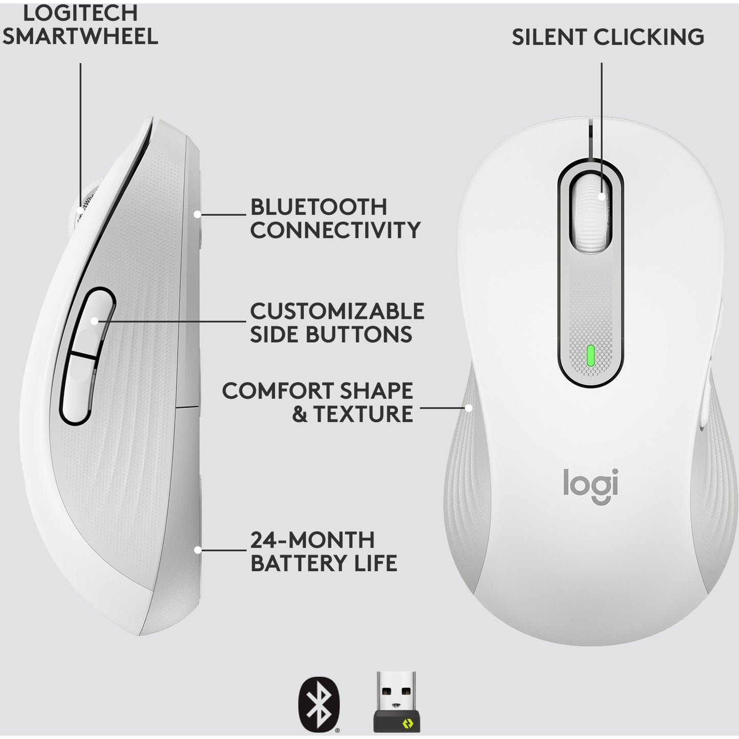 Logitech Signature M650 L Left Wireless (weiss, Grösse L, für Linkshänder)