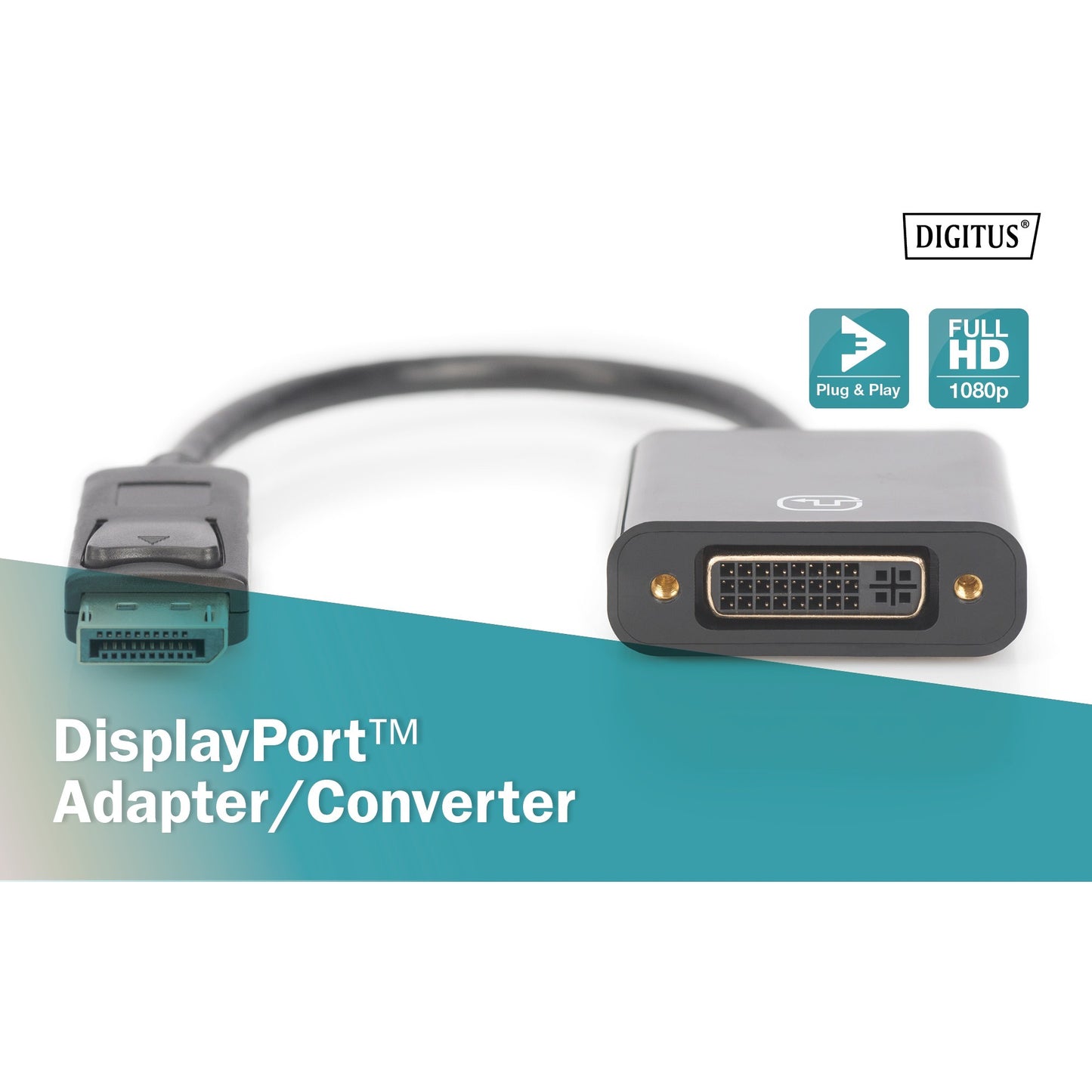 Digitus Adapter / Konverter DisplayPort > DVI (schwarz, 15cm)