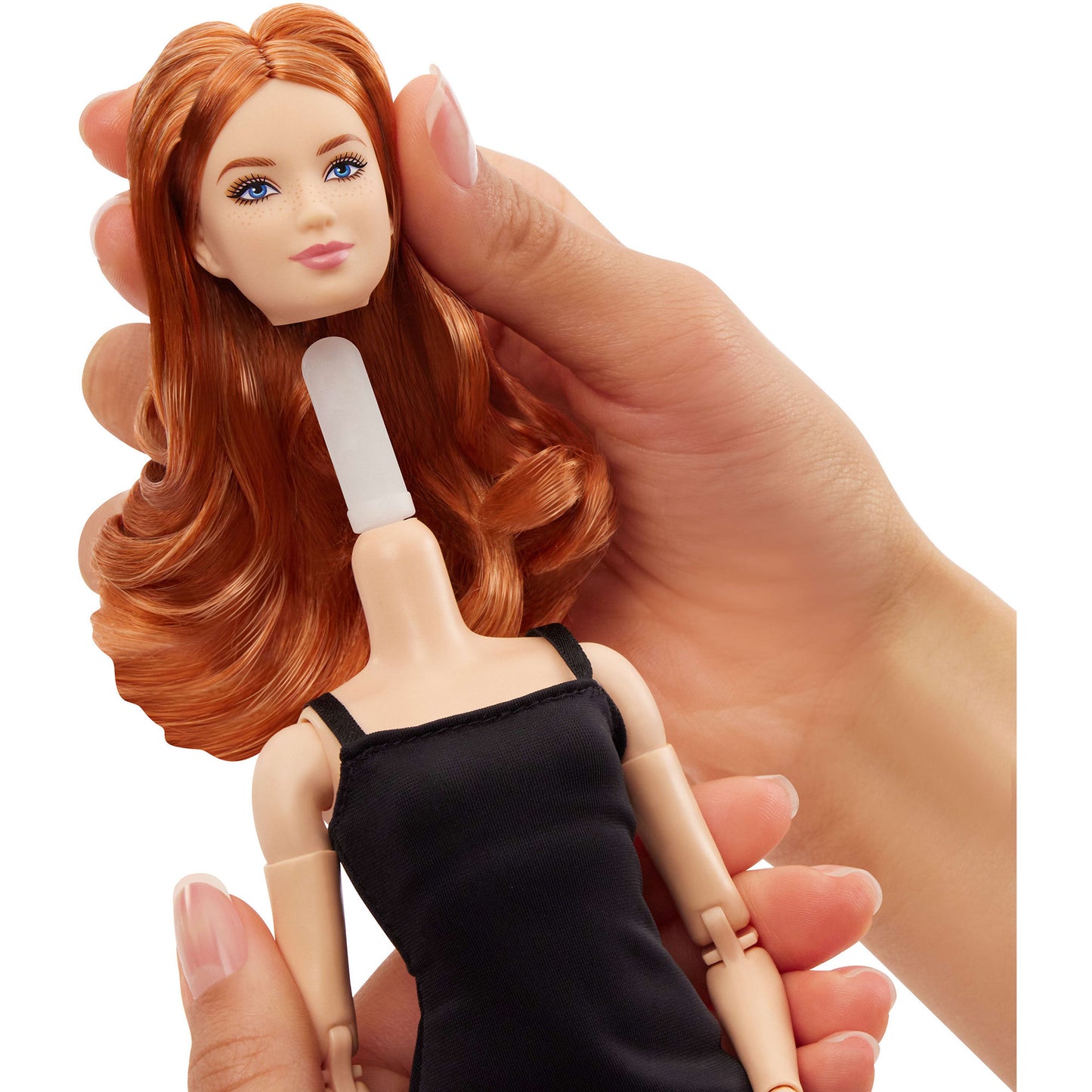 Barbie Basics Model 04 mit rotem Haar, schwarzem Kleid und Plateauschuhen, Puppe