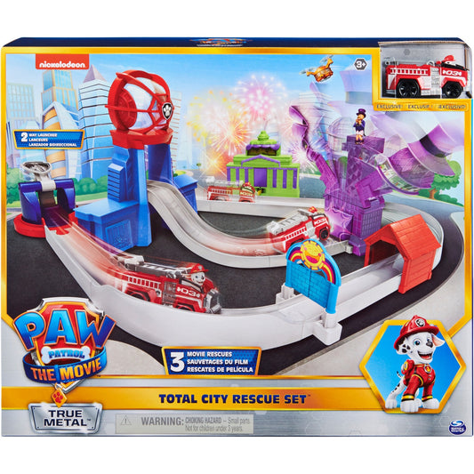 Spin Master Paw Patrol, True Metal Total City Rescue Movie Rennstrecken-Set, Rennbahn