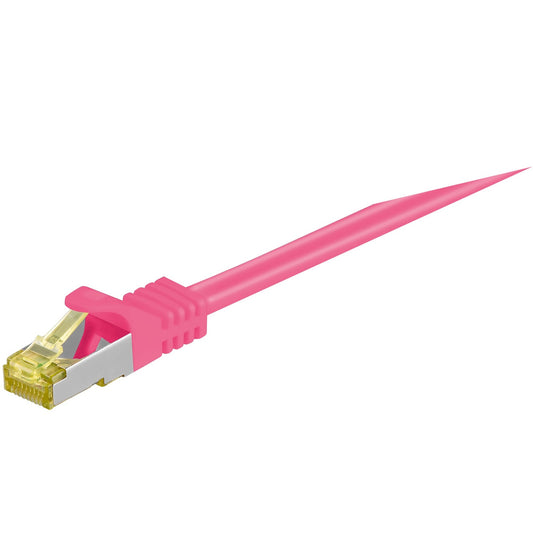 Goobay Patchkabel RJ-45 SFTP, mit Cat 7 Rohkabel (pink, 1 Meter, 500 MHz)