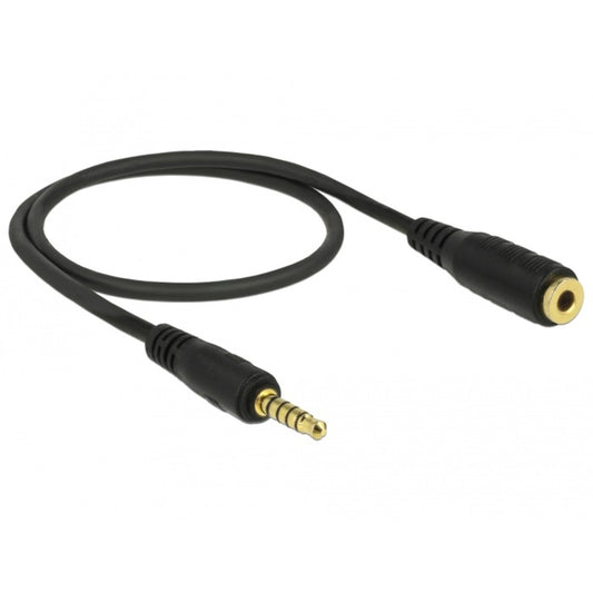 DeLOCK Klinkenkabel 3,5mm 5Pin (Stecker) > 3,5mm 5Pin (Buchse) (schwarz, 50cm)