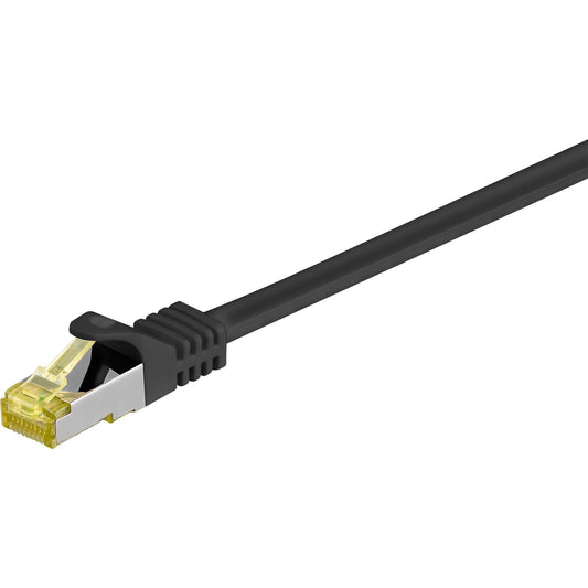 Goobay Patchkabel RJ-45 S/FTP, mit Cat 7 Rohkabel (schwarz, 1 Meter, 500 MHz)