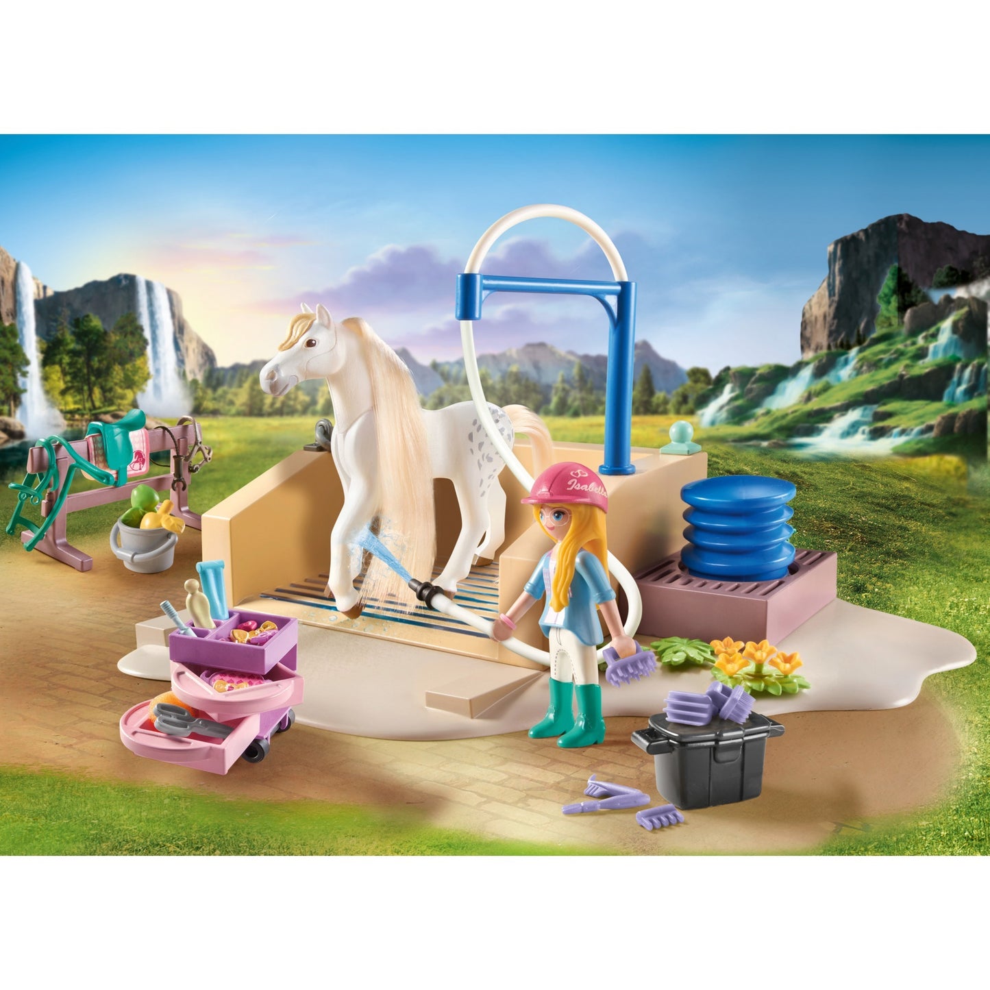 PLAYMOBIL 71354 Horses of Waterfall Isabella & Lioness mit Waschplatz, Konstruktionsspielzeug