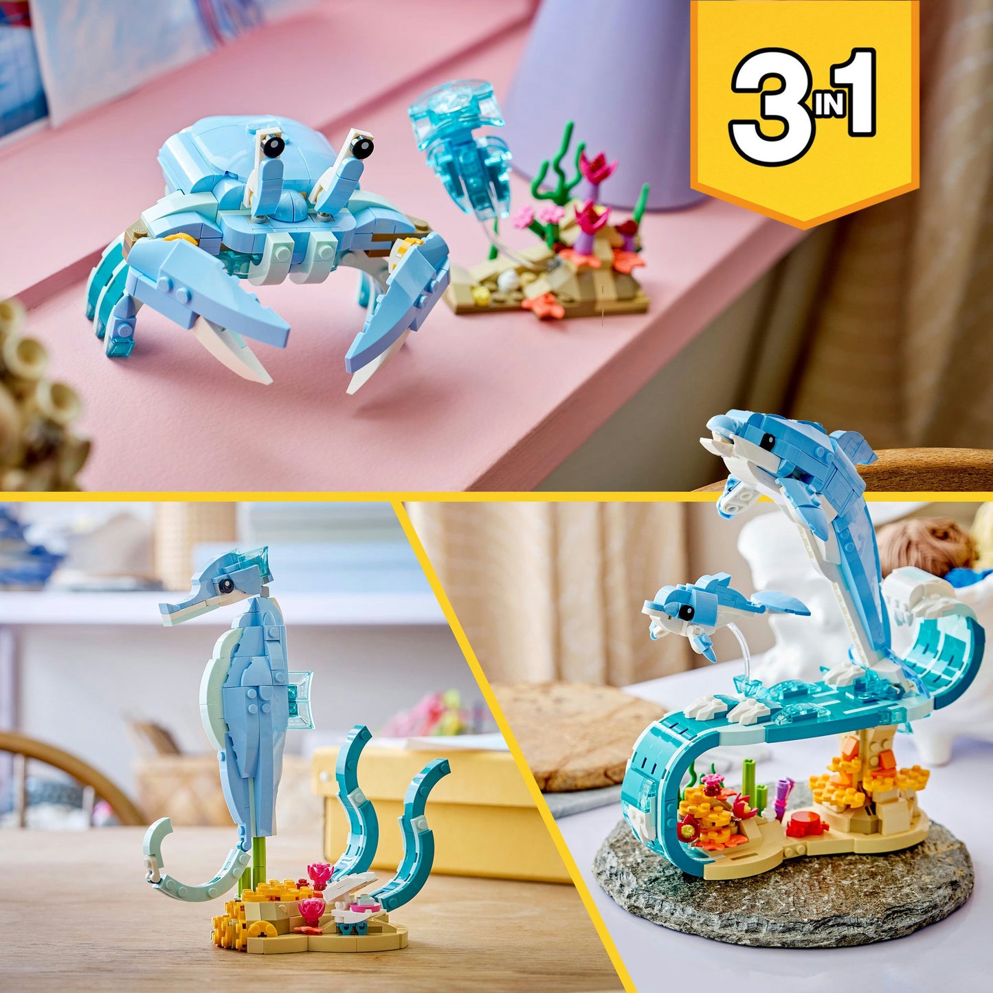 31385 Creator 3-in-1 Meerestiere: Wunderschöne Delfine, Konstruktionsspielzeug