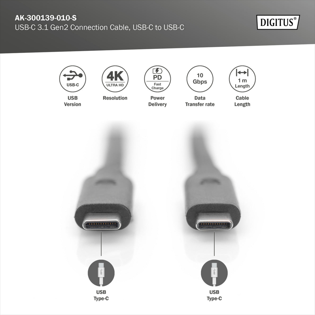 USB 3.2 Gen 2 Anschlusskabel USB-C > USB-C