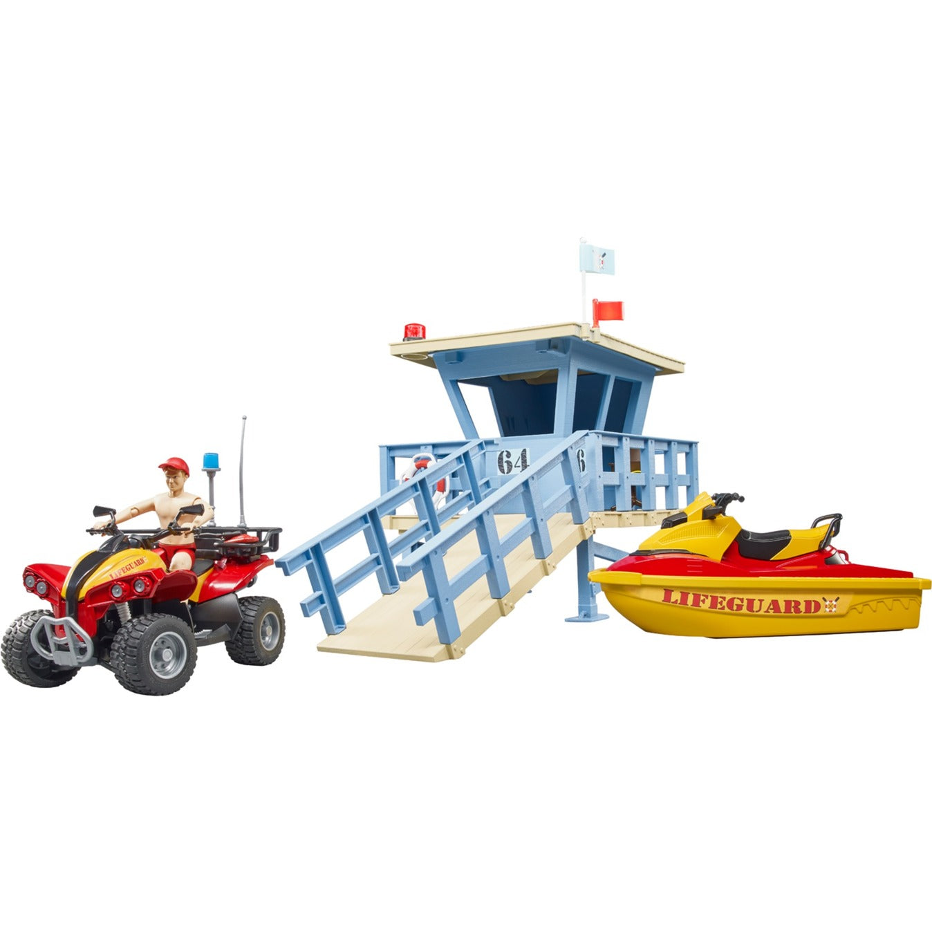 BRUDER bworld Life Guard Station mit Quad und Personal Water Craft