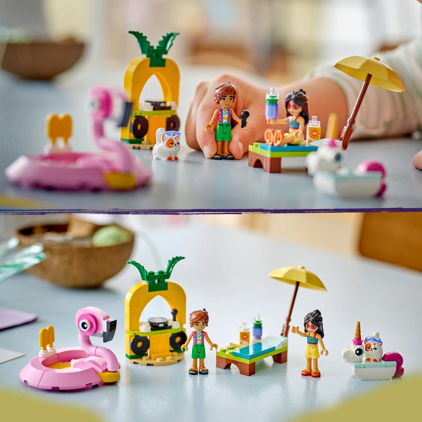 42658 Friends Poolparty mit Einhorn und Flamingo, Konstruktionsspielzeug