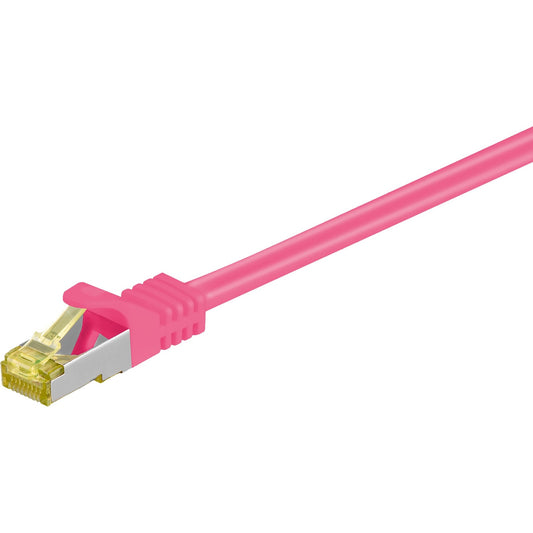 Goobay Patchkabel RJ-45 SFTP, mit Cat 7 Rohkabel (pink, 25cm, 500 MHz)