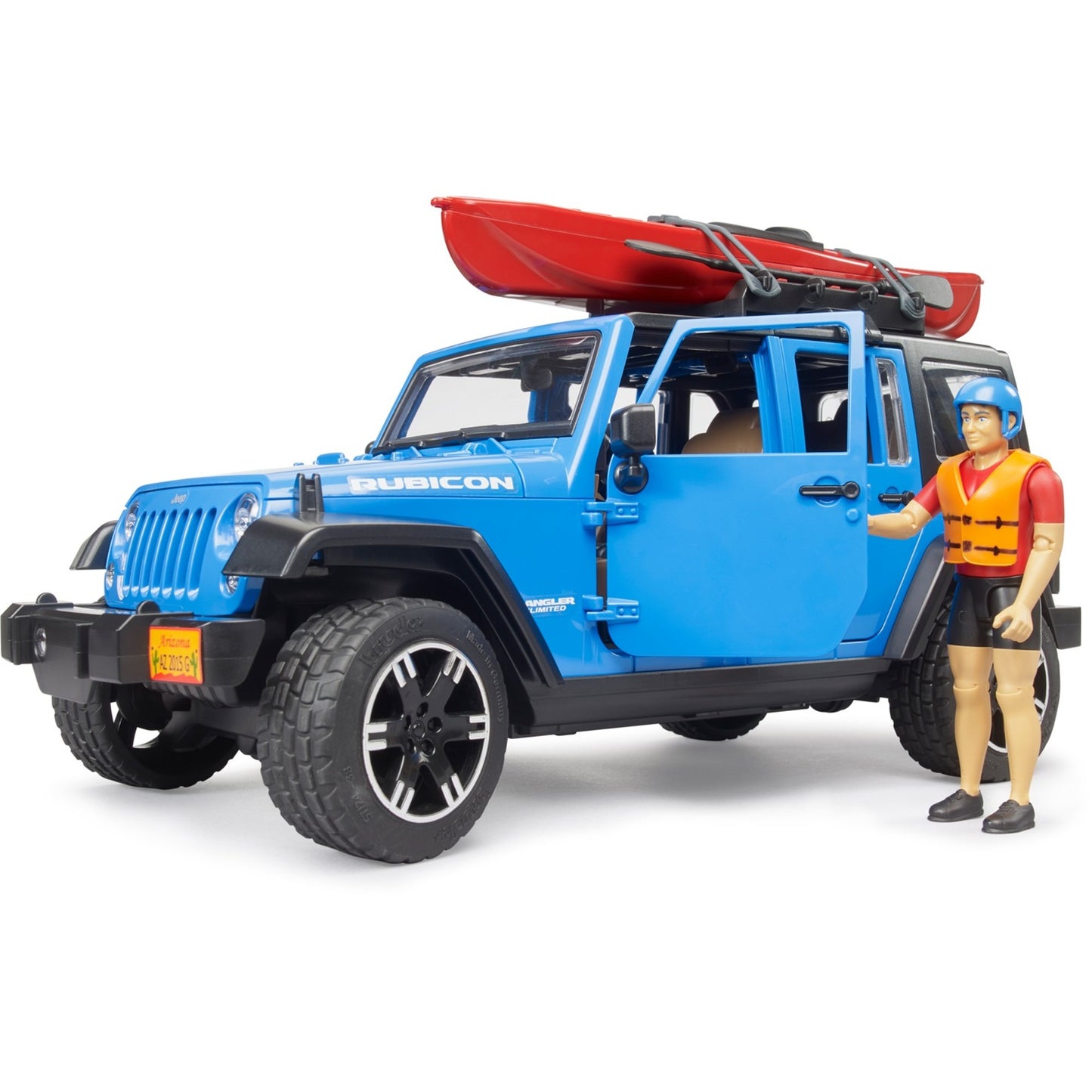 bruder Jeep Wrangler Rubicon Unlimited mit Kajak und Figur, Modellfahrzeug