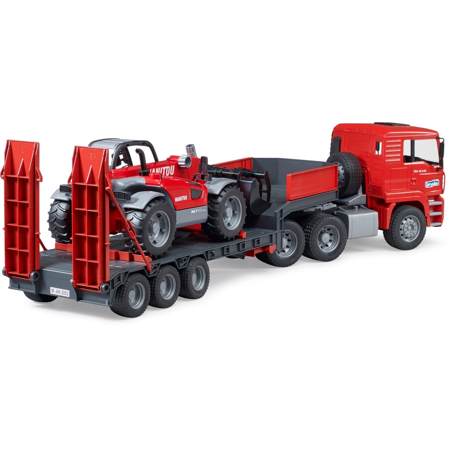 BRUDER MAN TGA Tieflader mit Manitou Teleskoplader MLT 633