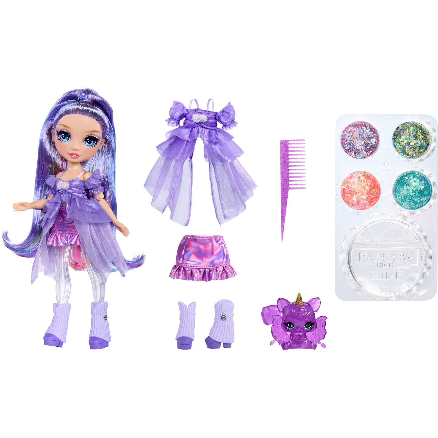 Rainbow High Shimmers with Slime - Violet, Puppe