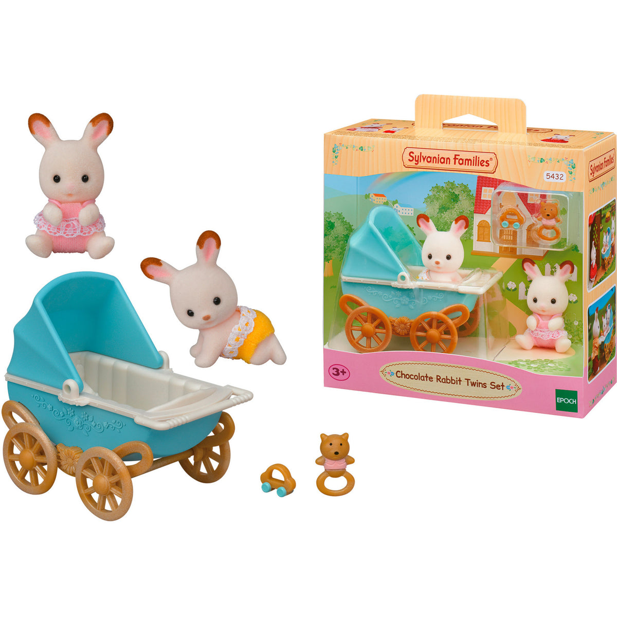 Sylvanian Families - Schokoladenhasen Zwillinge mit Kinderwagen, Konstruktionsspielzeug