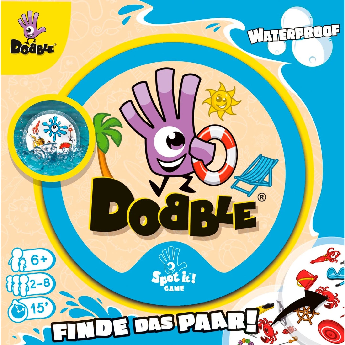 Asmodee Dobble Waterproof, Kartenspiel