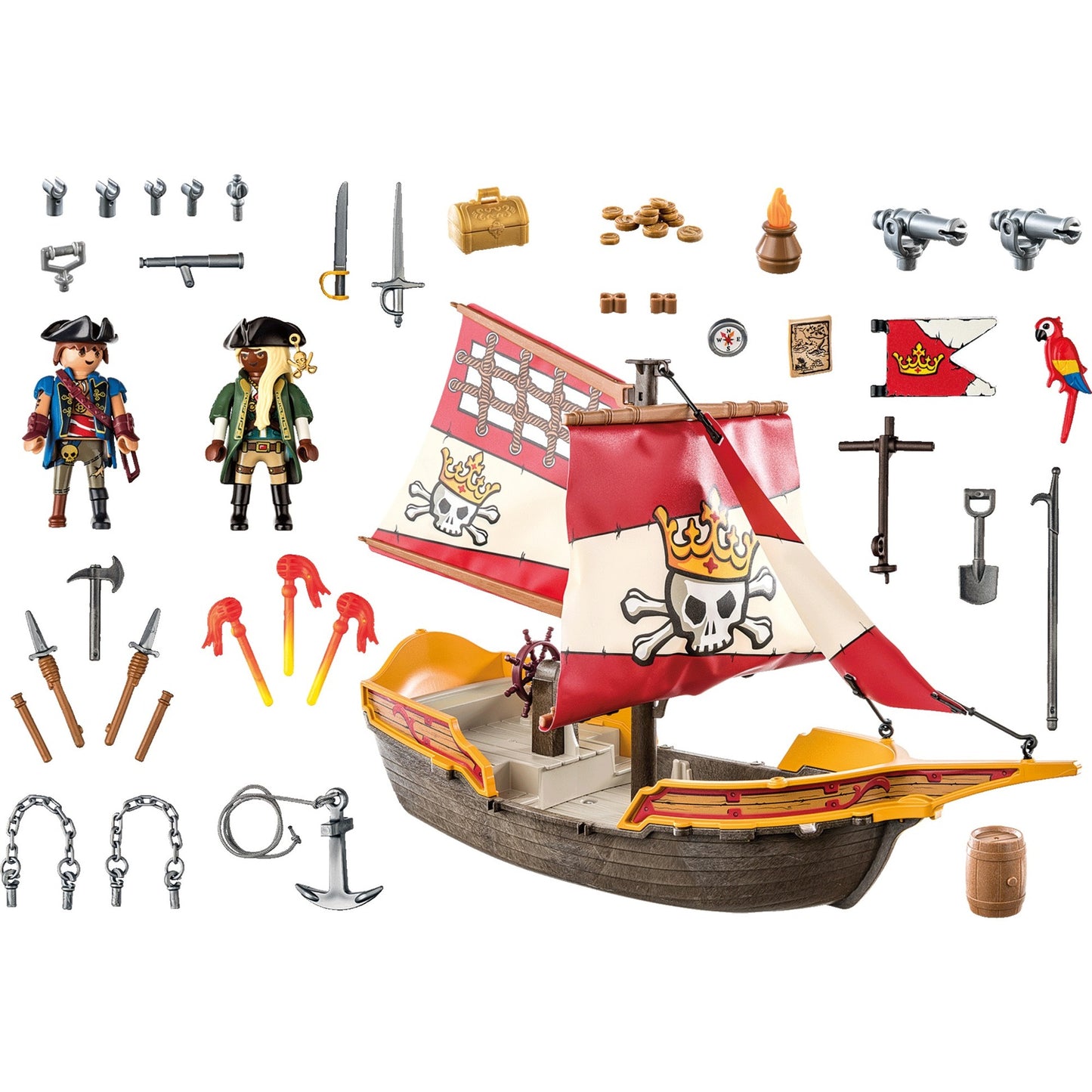 PLAYMOBIL 71418 Pirates Kleines Piratenschiff, Konstruktionsspielzeug