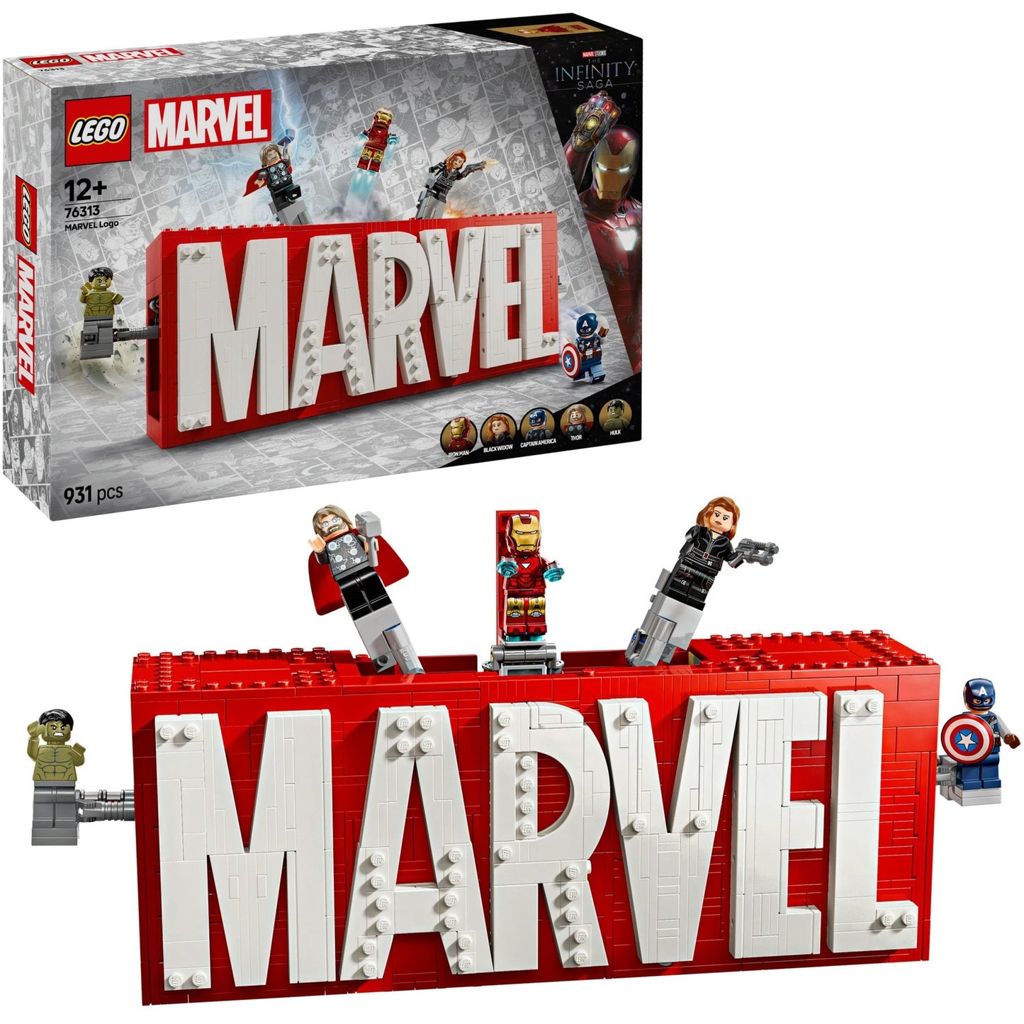 76313 Marvel Logo & Minifiguren, Konstruktionsspielzeug