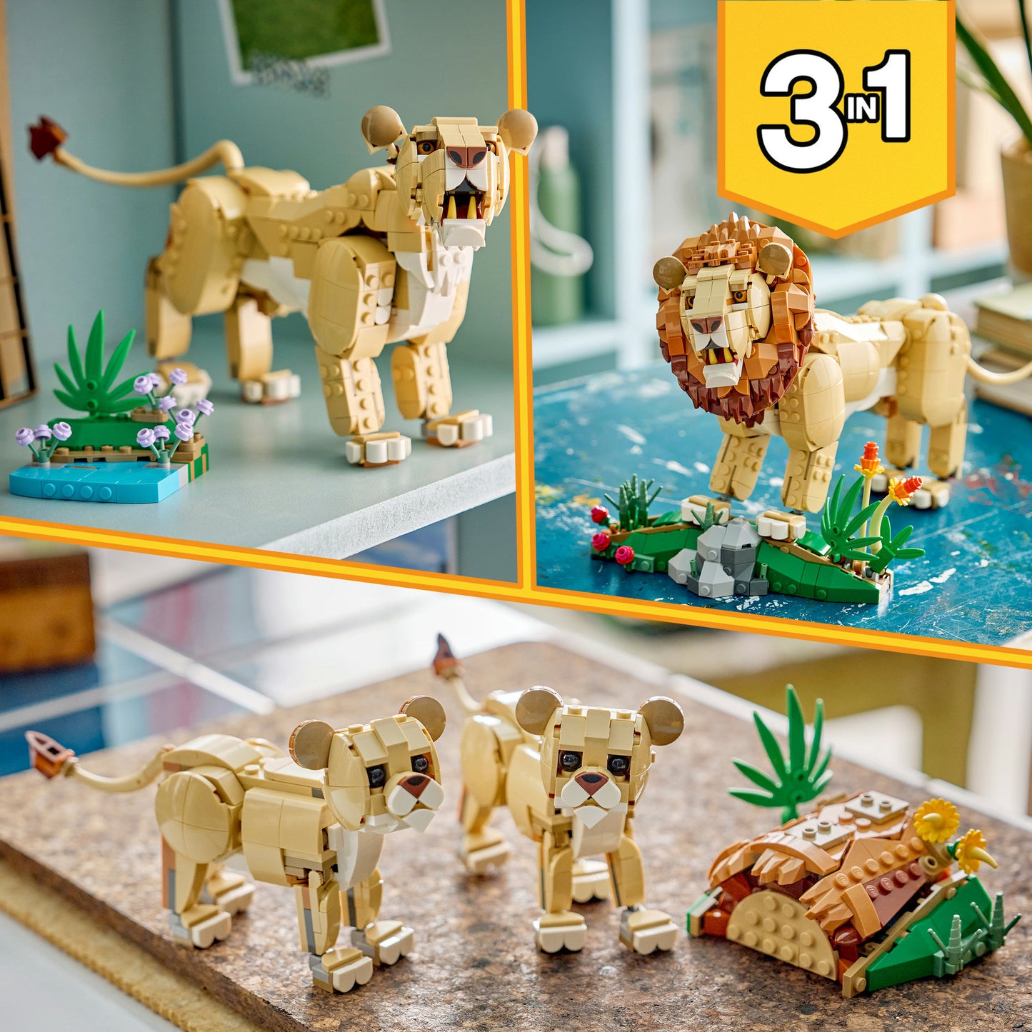 31386 Creator 3-in-1 Wilde Tiere: Majestätischer Löwe, Konstruktionsspielzeug