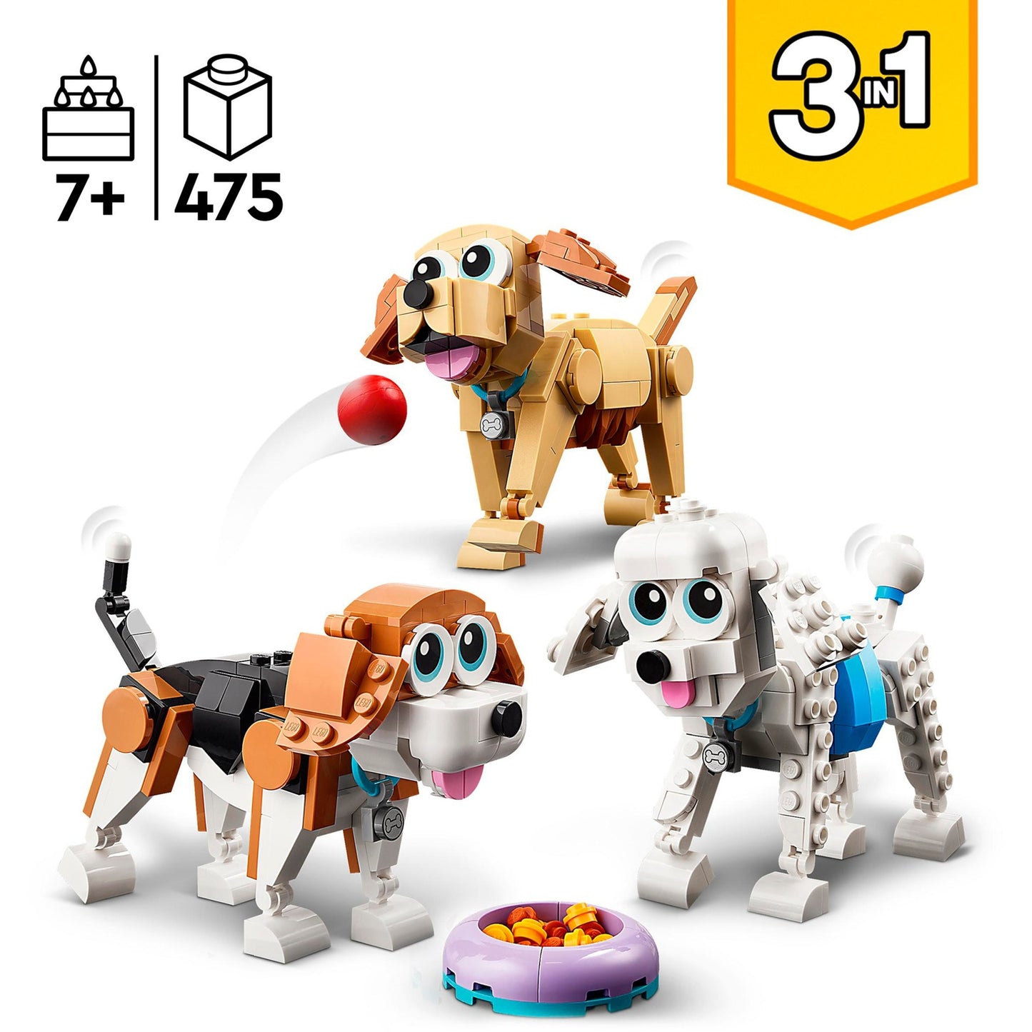 LEGO 31137 Creator 3-in-1 Niedliche Hunde, Konstruktionsspielzeug