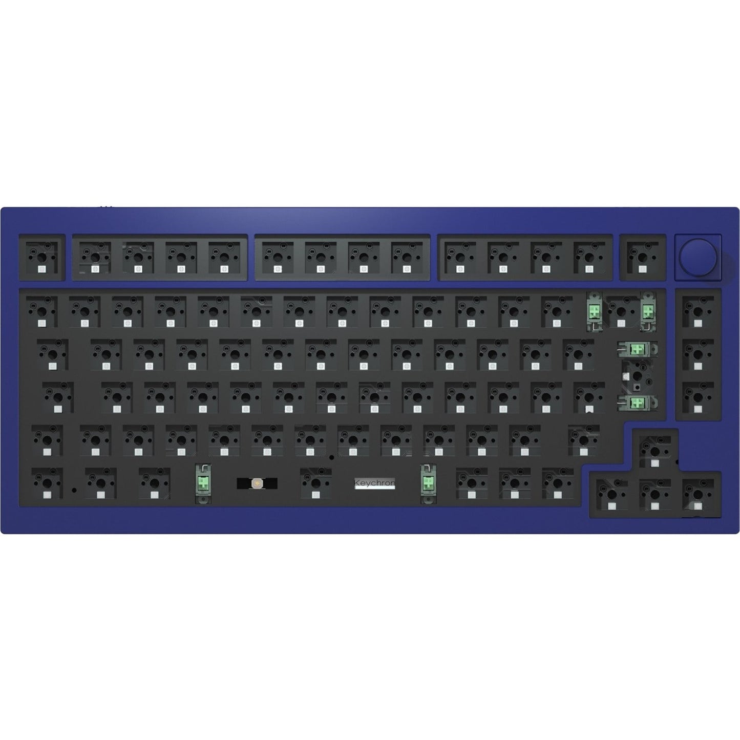 Keychron Q1 Barebone ISO Knob (blau, Hot-Swap, Aluminiumrahmen, RGB)