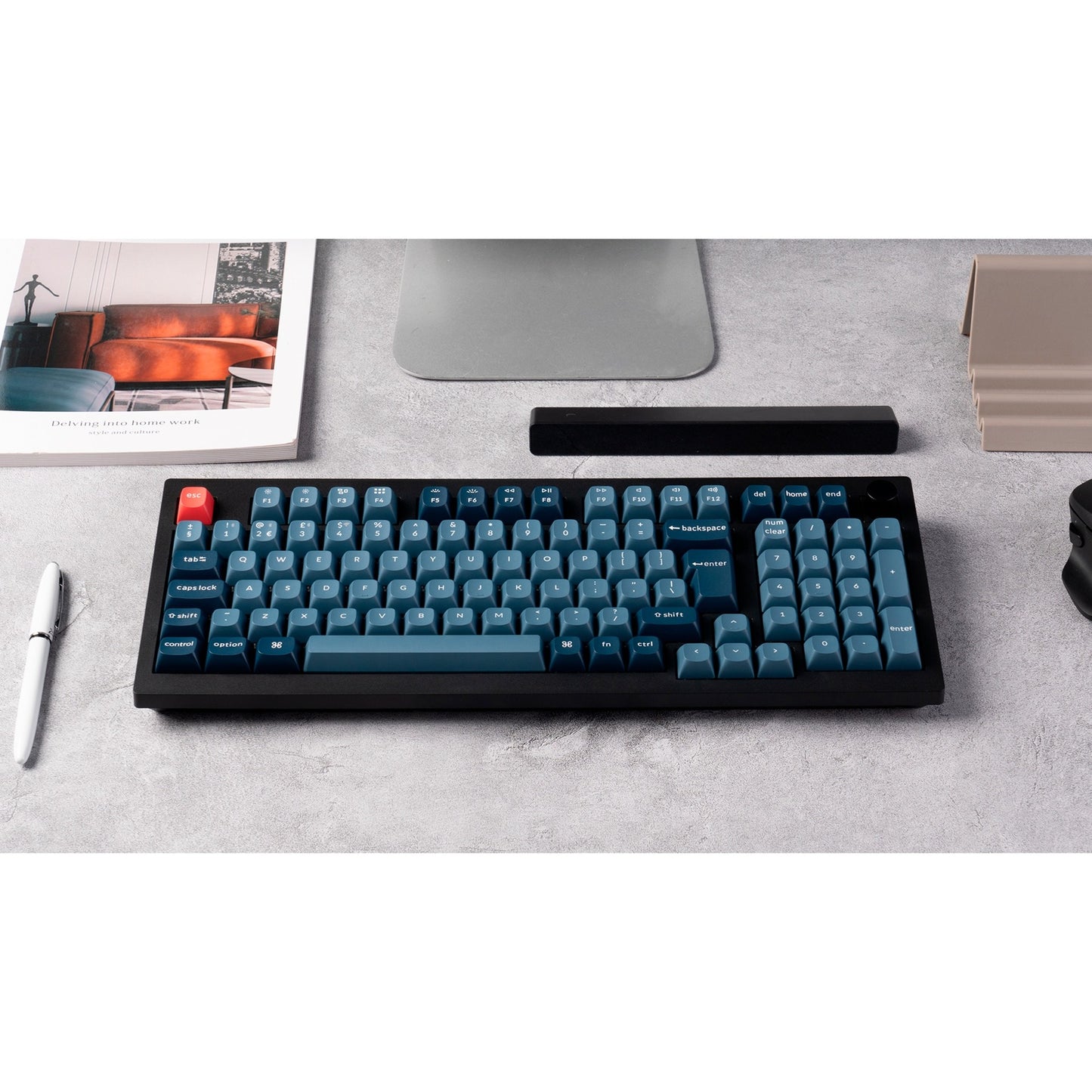 Keychron V5 Max (schwarz/blaugrau, DE-Layout, Gateron Jupiter Banana, Hot-Swap, RGB)