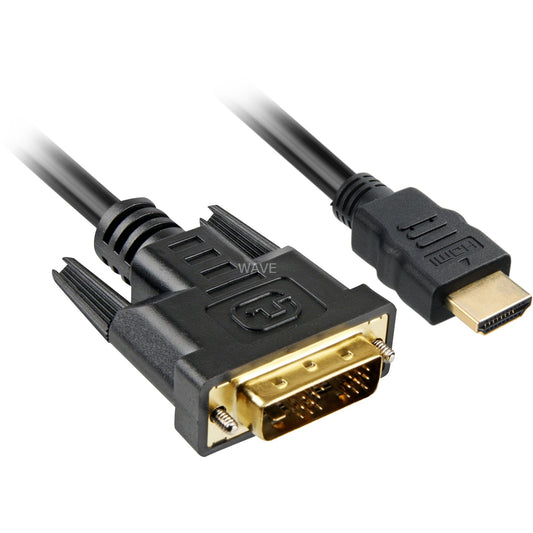 Sharkoon Adapterkabel HDMI > DVI-D (18+1) (schwarz, 1 Meter)