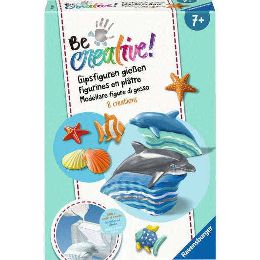 Bastelset DIY Gipsfiguren giessen Delfine, Basteln