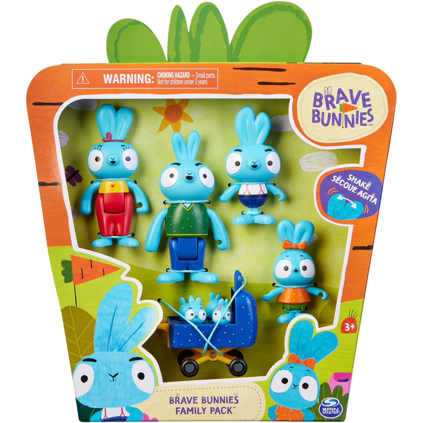 Spinmaster Brave Bunnies Family 5er Pack mit Actionfiguren der Hasenfamilie (Ma, Pa, Bop, Boo und die Babies im Kinderwagen, Spielzeug für Jungen und Mädchen ab 3 Jahren)