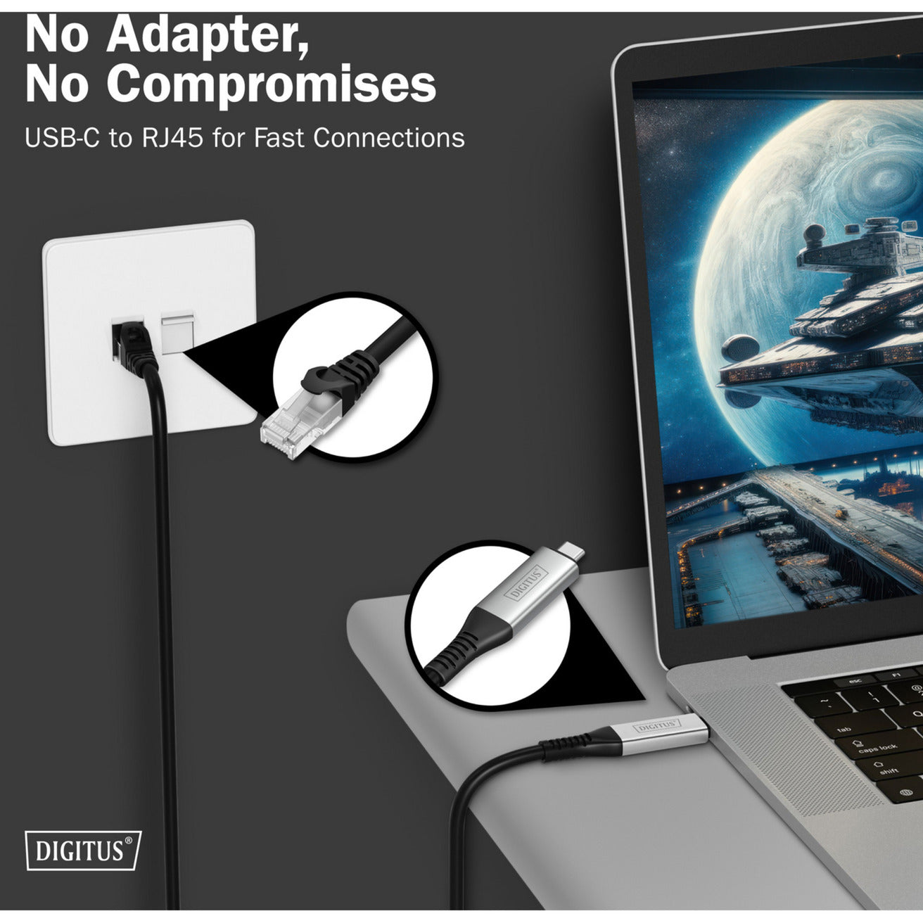 USB-C 3.2 Gen1 > RJ-45 Ethernet Kabel, 1Gbit/s, Adapter