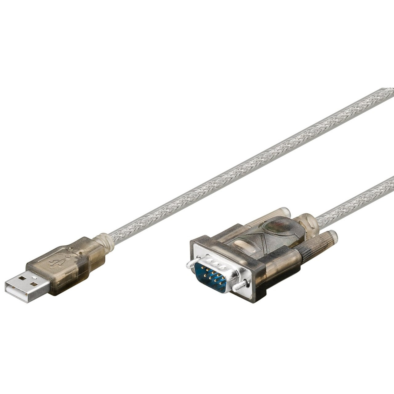 Goobay USB 2.0 Adapterkabel, USB-A Stecker > Seriell RS-232 Stecker (transparent, 1,5 Meter)