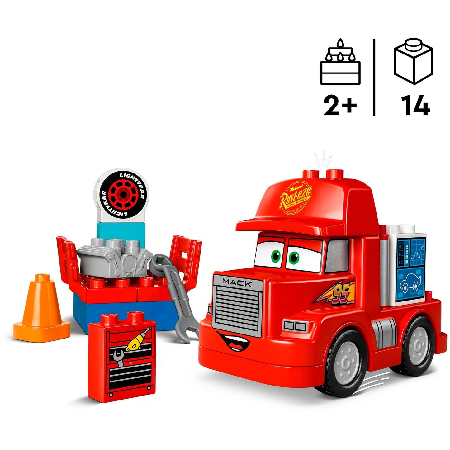 LEGO 10417 DUPLO Disney Mack beim Rennen, Konstruktionsspielzeug