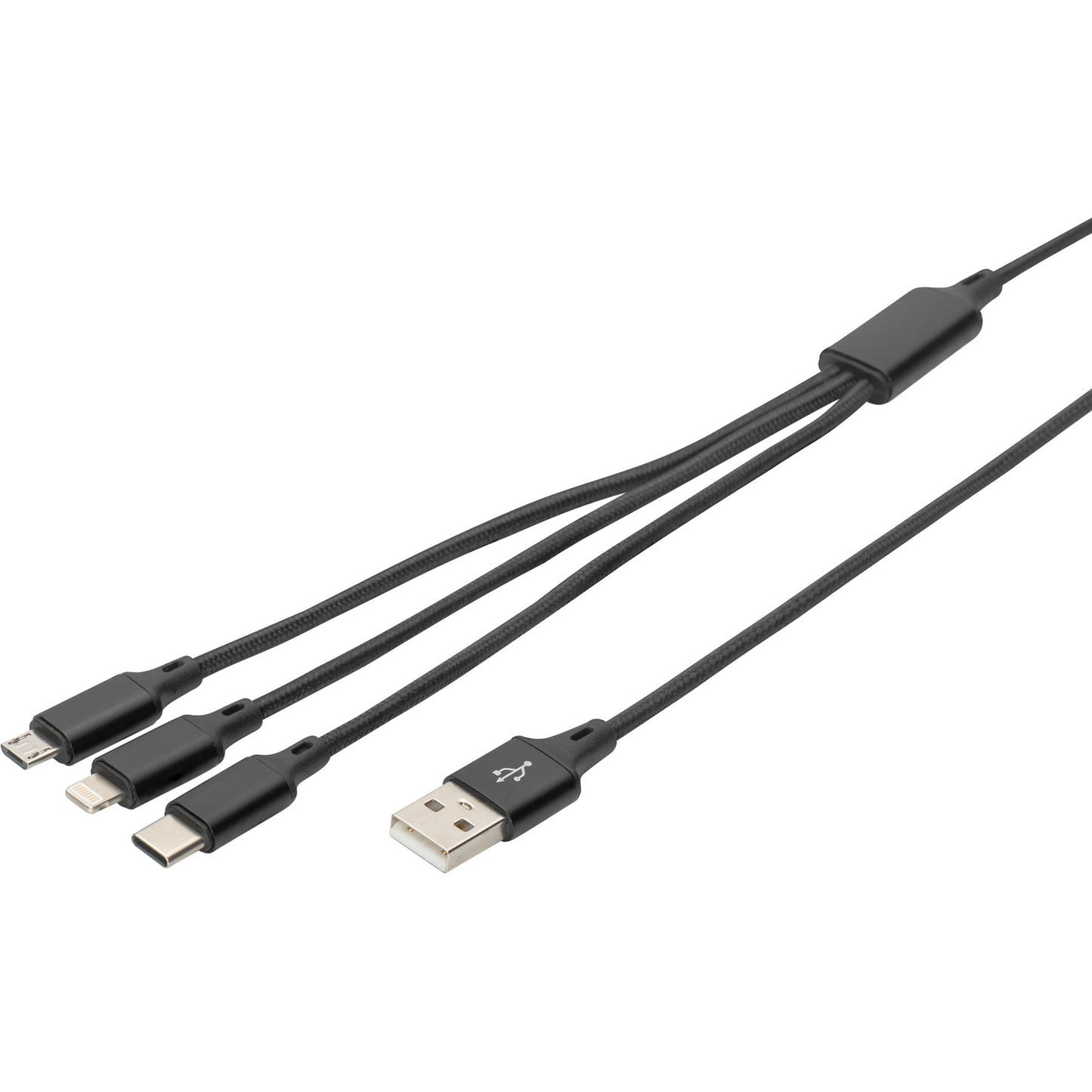 3-in-1 Ladekabel, USB-A > Lightning + USB-C + Micro-USB