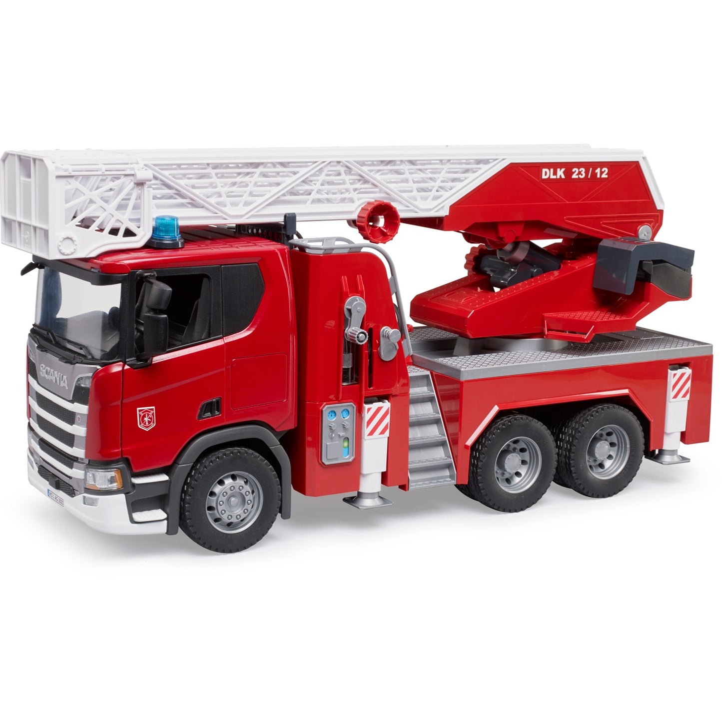 BRUDER Scania Super 560R Feuerwehr mit Drehleiter, Wasserpumpe, Light & Sound