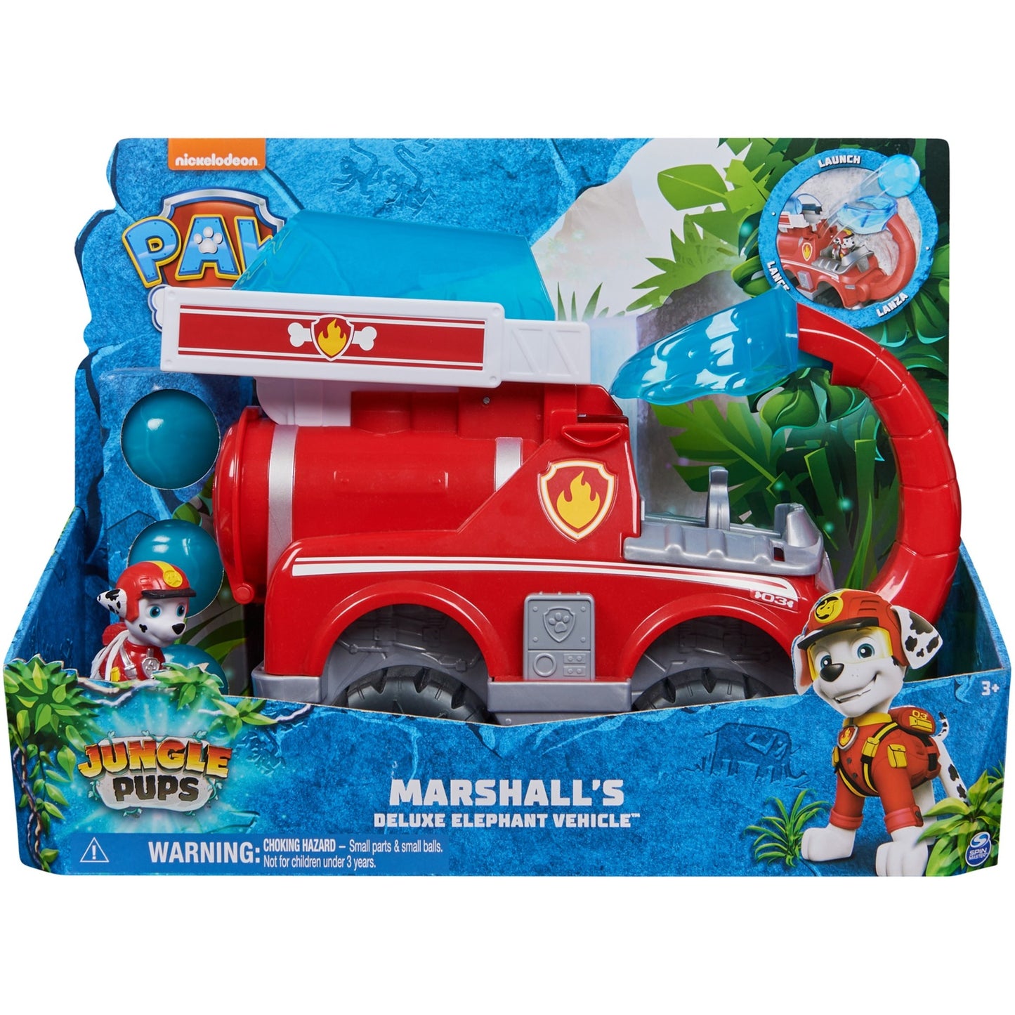 Spin Master Paw Patrol Jungle Pups - Großes Elefanten-Fahrzeug mit Wasser-Abwurf und Marshall-Figur, Spielfahrzeug