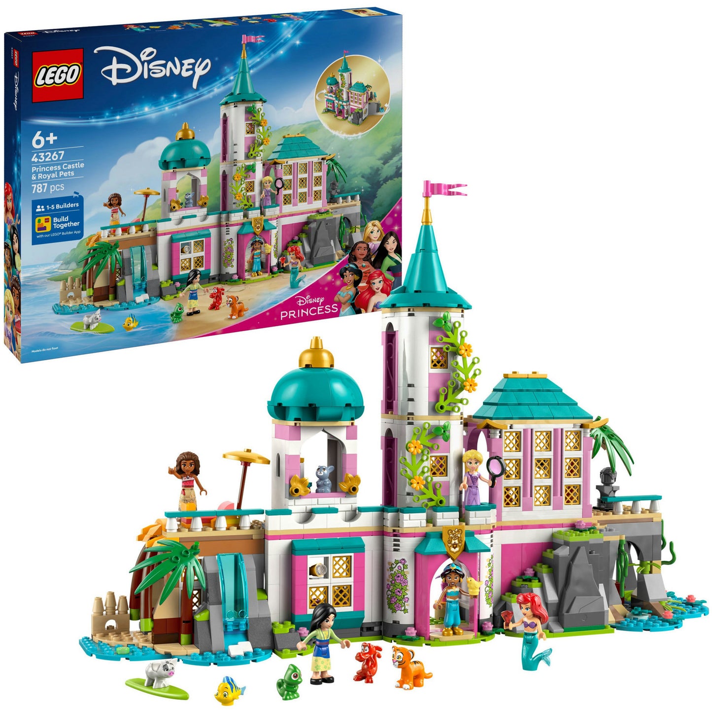 43267 Disney Princess Prinzessinnenschloss mit Haustieren, Konstruktionsspielzeug