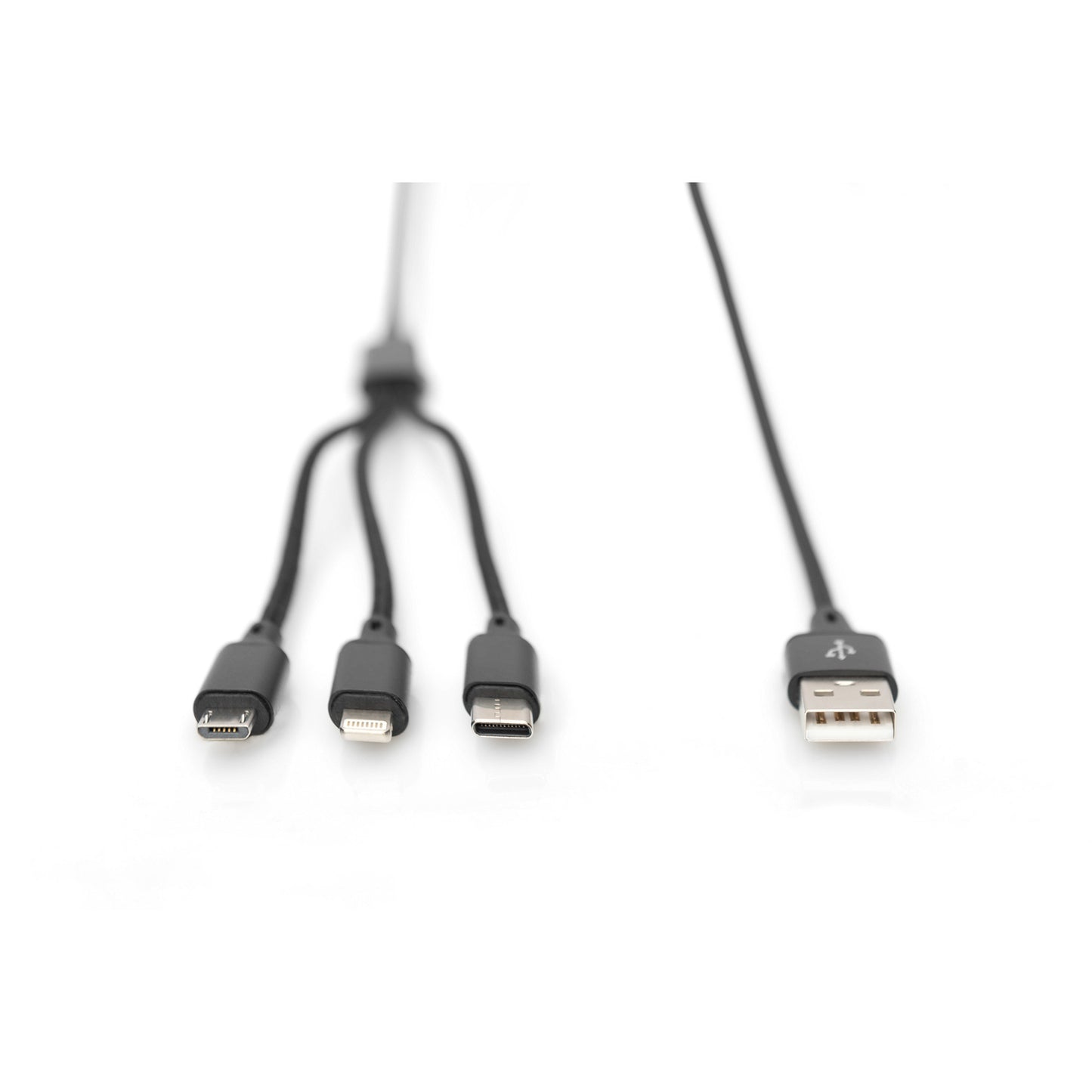 3-in-1 Ladekabel, USB-A > Lightning + USB-C + Micro-USB