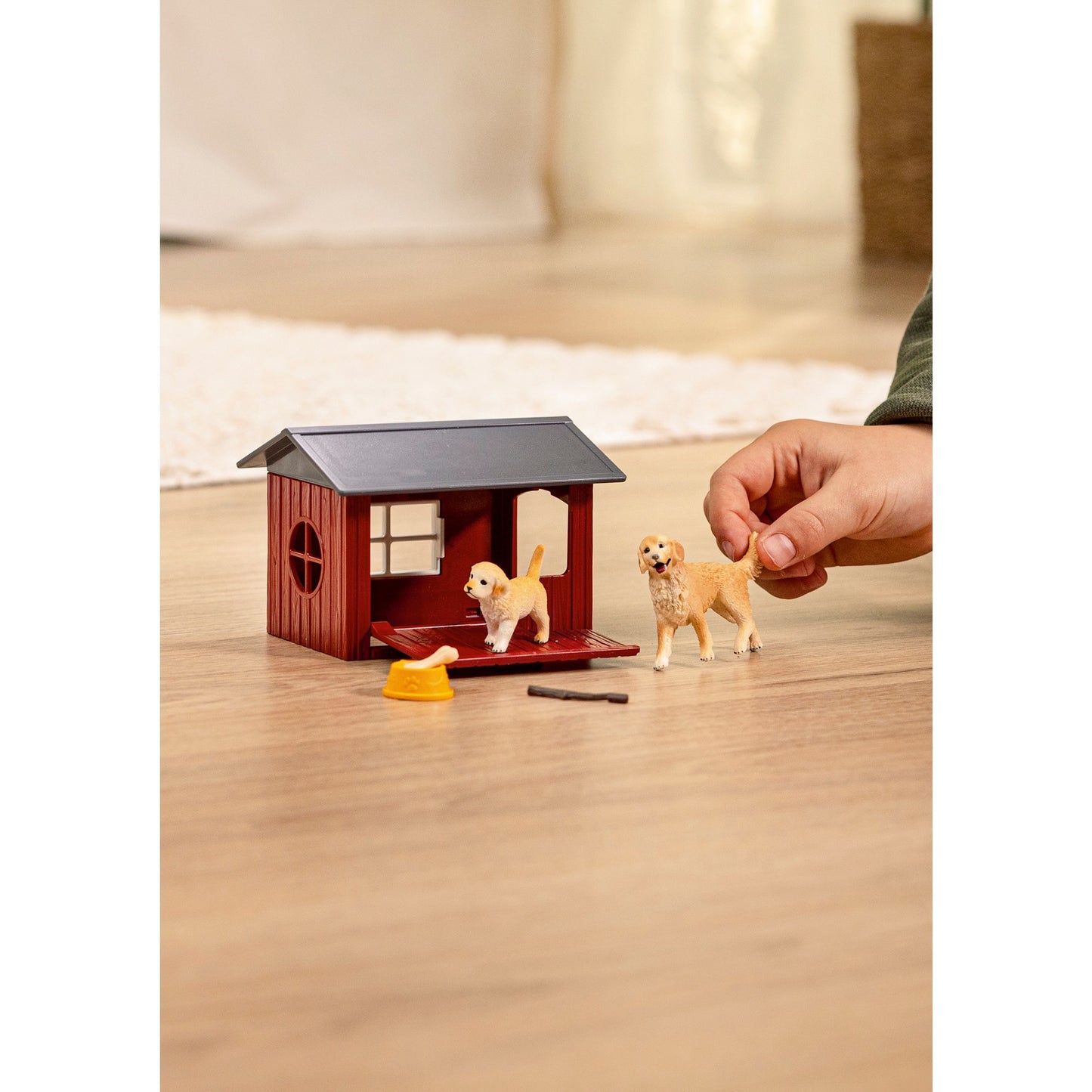 Farm World Hundehütte mit Goldenretrievern, Spielfigur