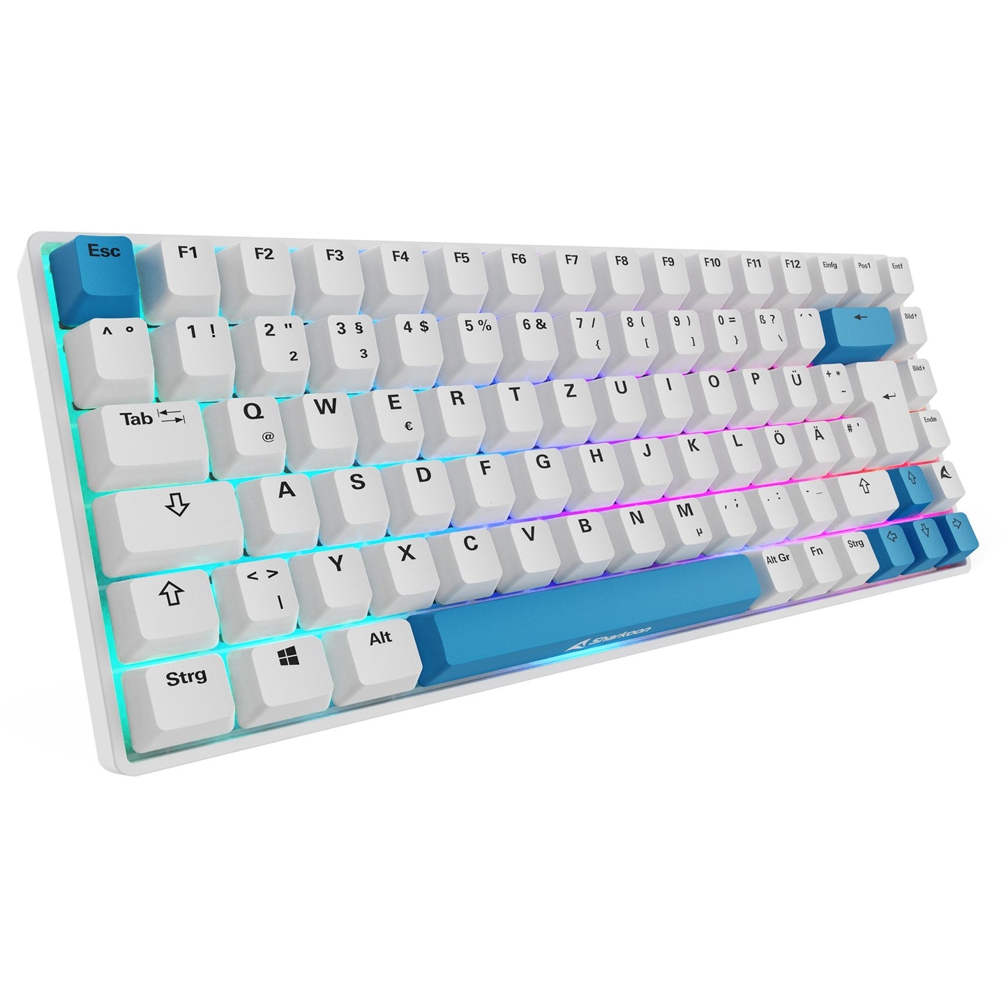 Sharkoon SKILLER SGK50 S3 PBT (weiss/hellblau, DE-Layout, Gateron G Pro 3.0 Yellow)