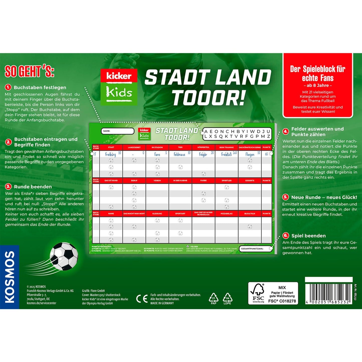 Kicker Kids: Stadt - Land - Tor!, Rätselspiel