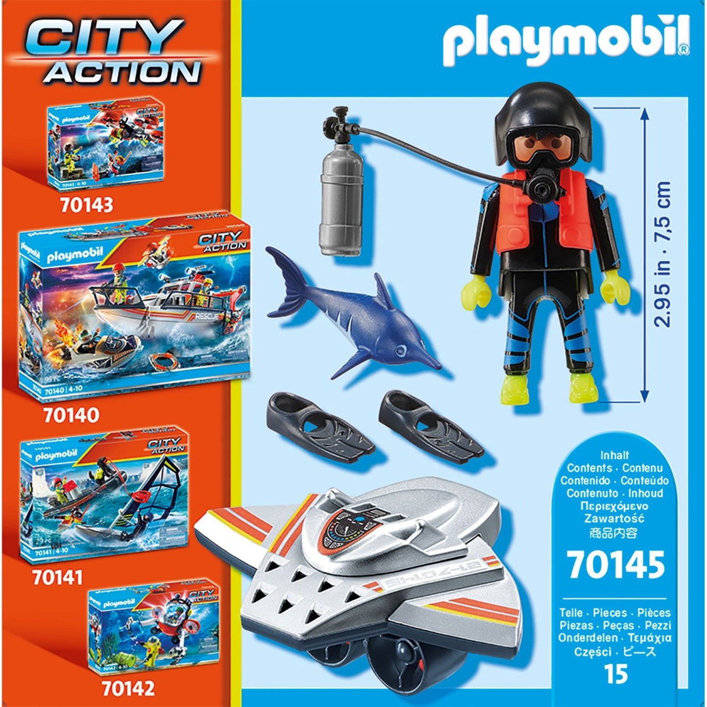 PLAYMOBIL 70145 City Action Seenot: Tauchscooter im Rettungseinsatz, Konstruktionsspielzeug