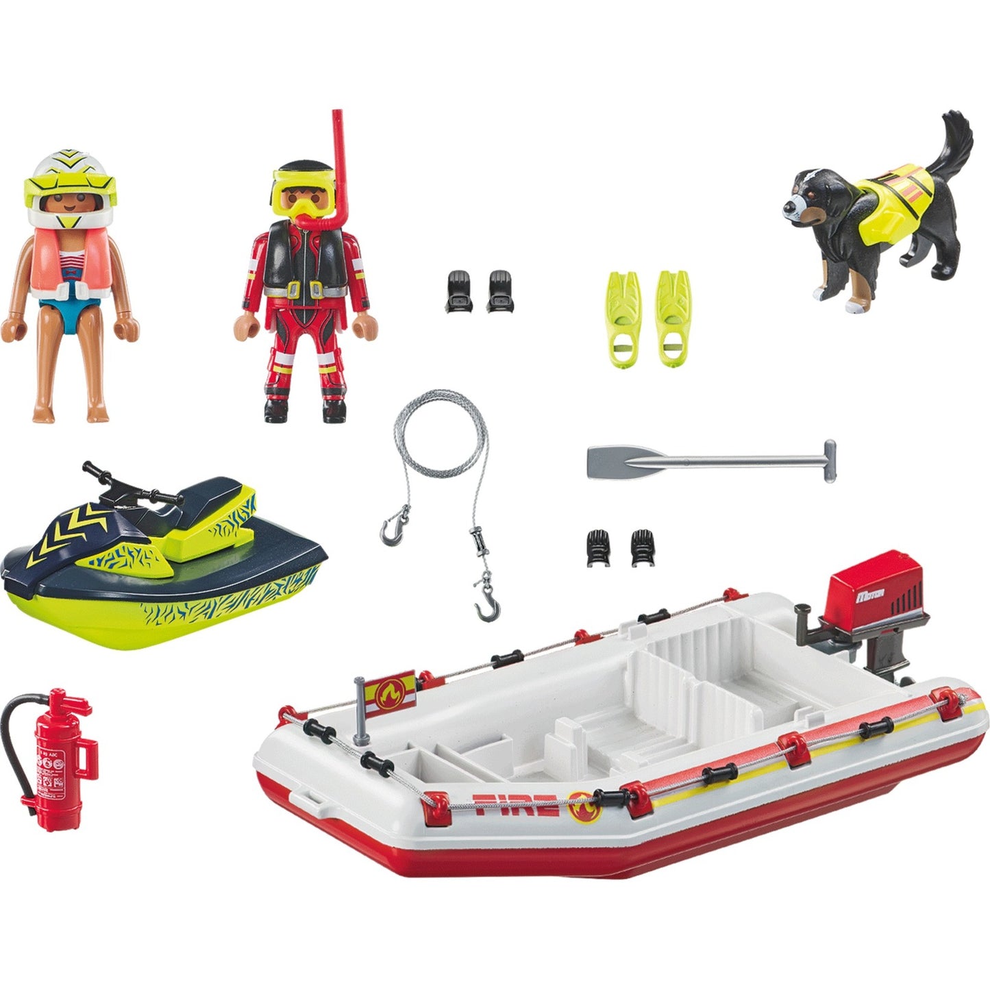 PLAYMOBIL 71464 City Action Feuerwehrboot mit Aqua Scooter, Konstruktionsspielzeug