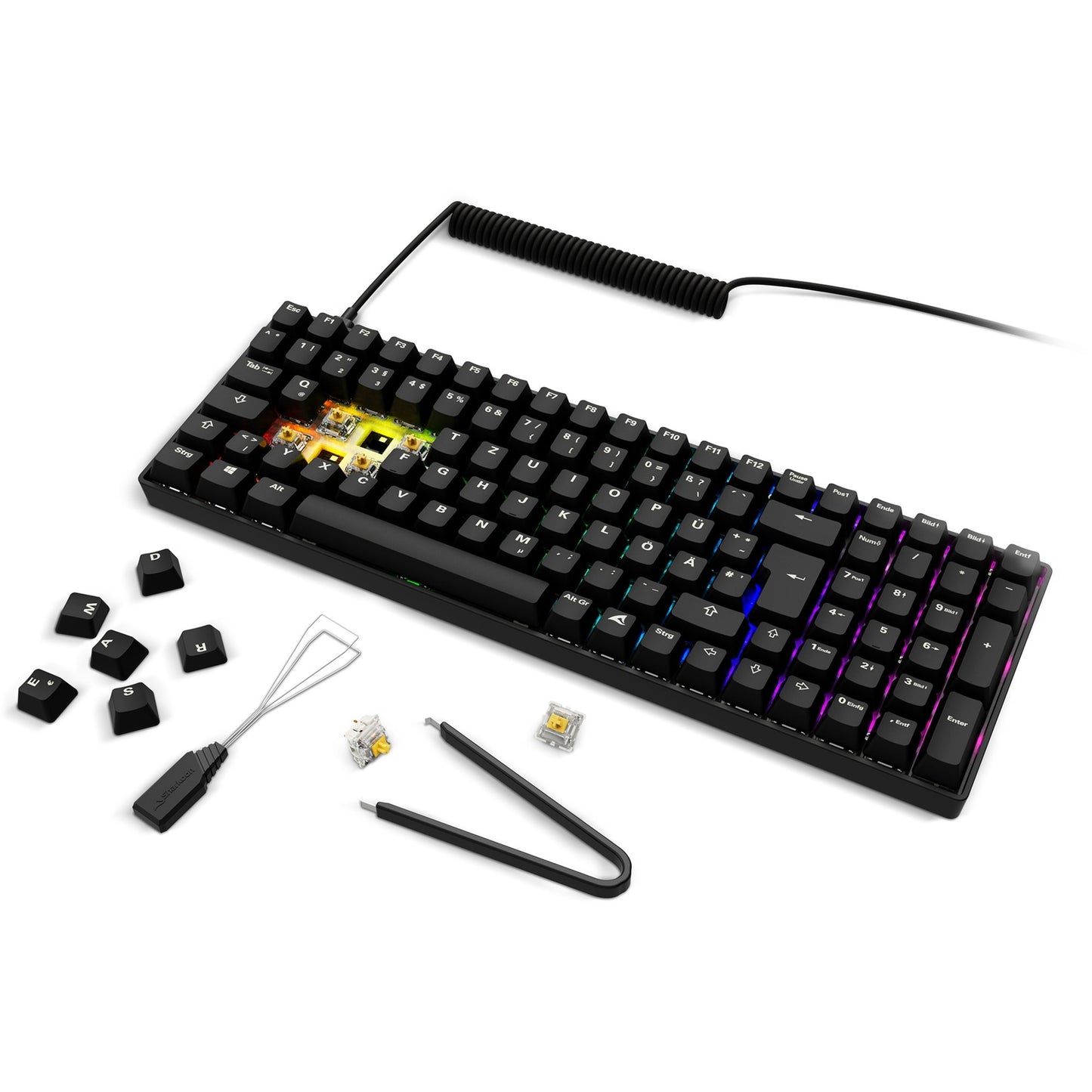 Sharkoon SKILLER SGK50 S2 PBT (schwarz, DE-Layout, Gateron G Pro 3.0 Yellow)