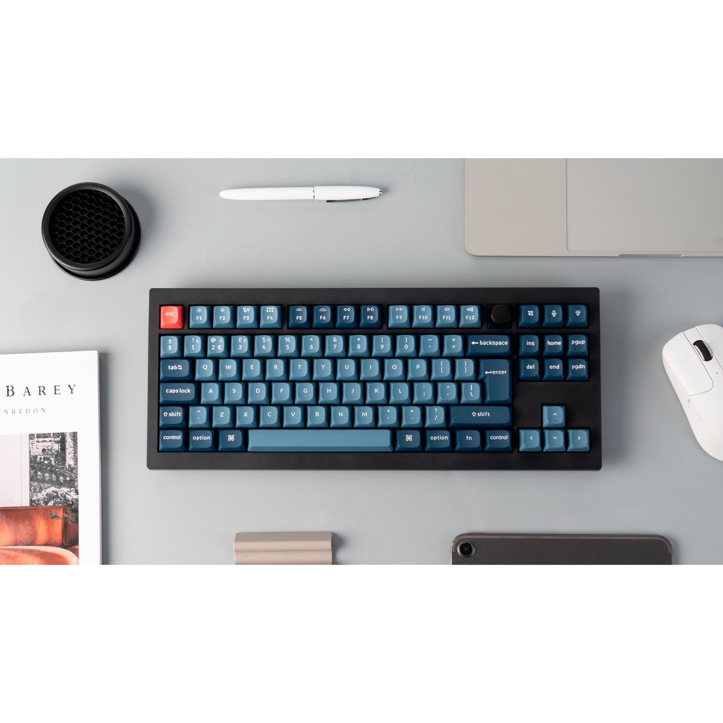 Keychron V3 Max (schwarz/blaugrau, DE-Layout, Gateron Jupiter Red, Hot-Swap, RGB)