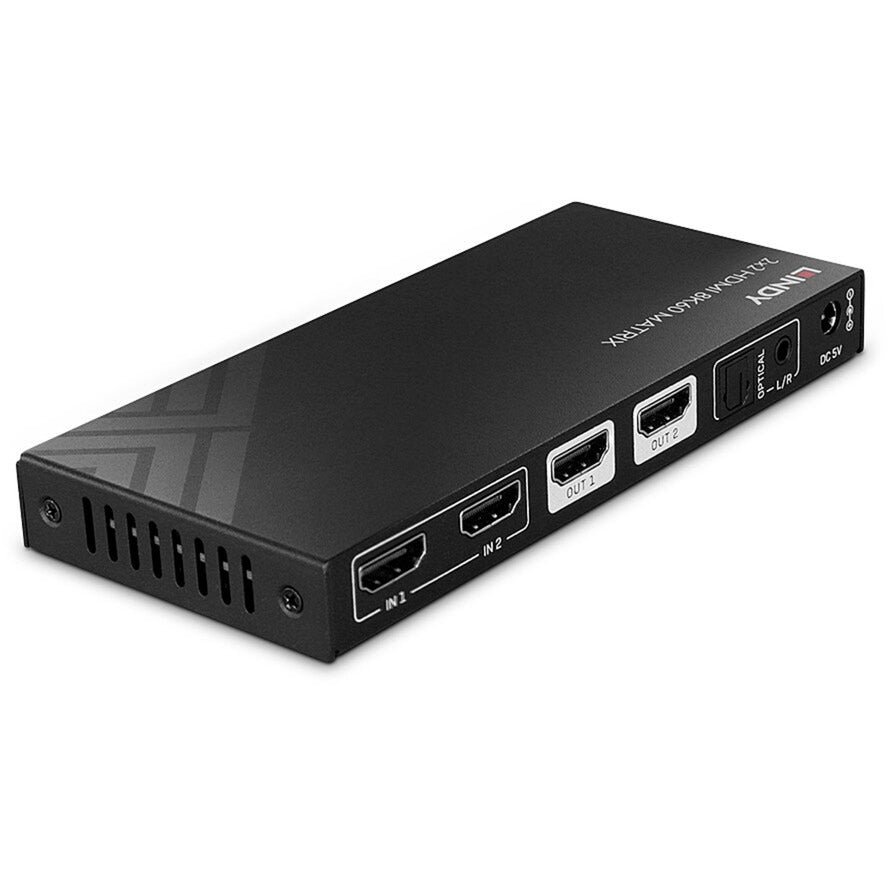 Lindy 2x2 8K60 Matrix HDMI Switch (schwarz, EDID Management, Fernbedienung)